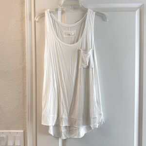 Cream Asymmetrical Sleeveless Tank Top